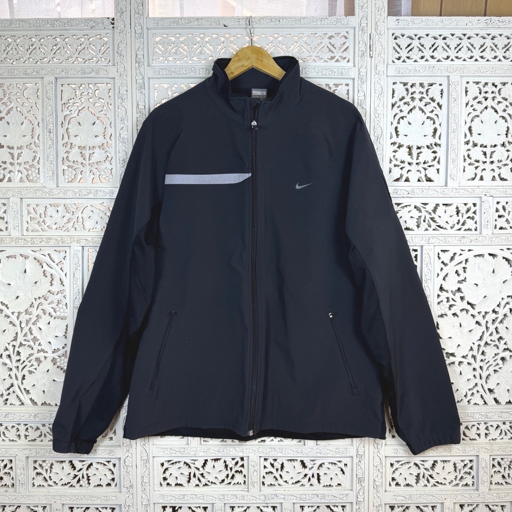Nike Fitstorm Black Stretchy Running‎ Athletic Zip Breathable Jacket Mens XL